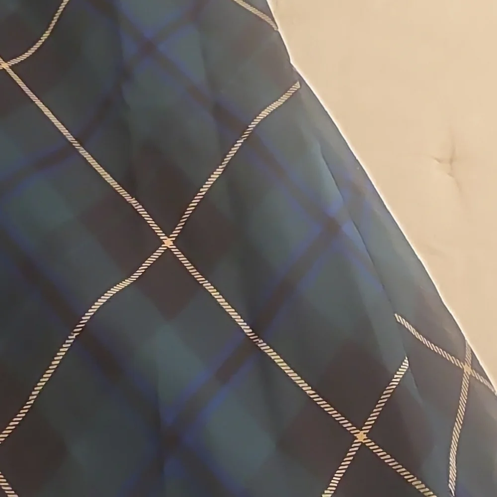 Ralph Lauren Dark Green and Navy Plaid Tie-Neck Maxi Dress with Bow - Picture 13 of 16